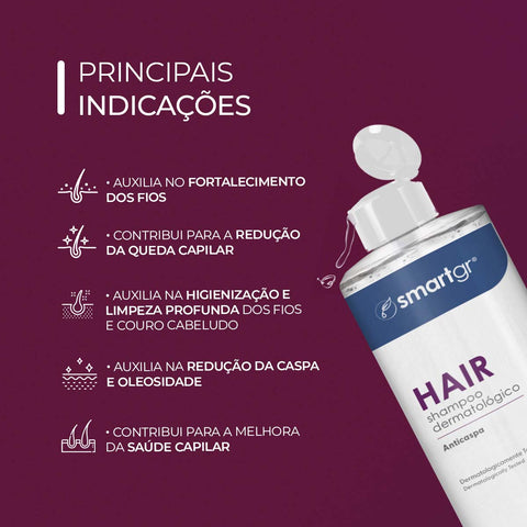 Hair Shampoo Dermatológico Anticaspa 180 ml - Smart GR